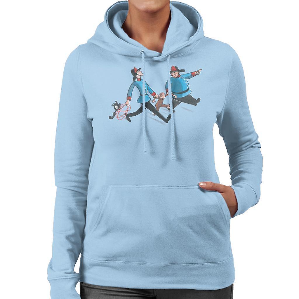 Curious George Fire Department Women's Hooded Sweatshirt Sky Blue Small