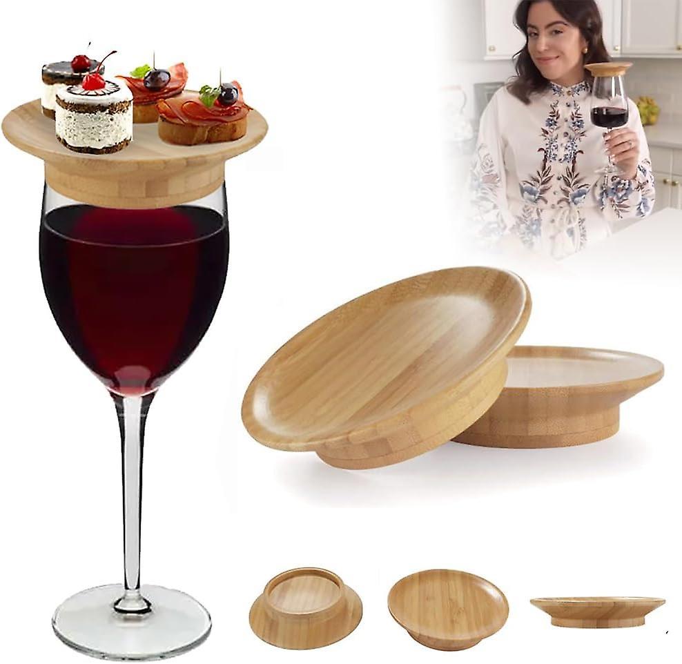 Antbaba Wine Glass Charcuterie Topper,Wine Glass Charcuterie Board Topper,Bamboo Wine Glass Topper Coasters 1 Pcs