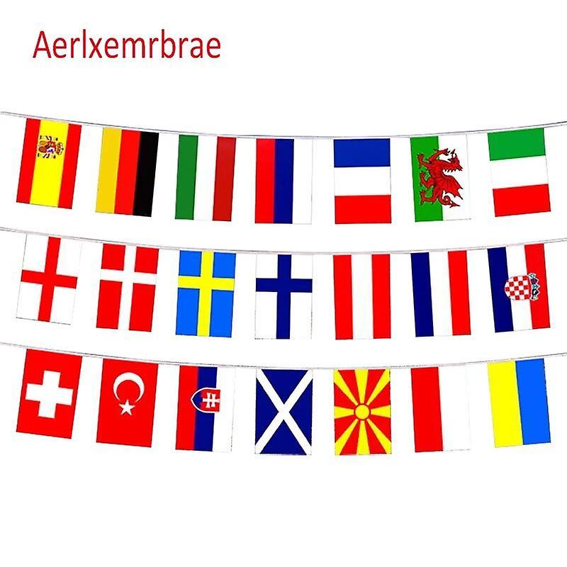 Scitoo Aerlxemrbrae  14*21cm  String Flag  32 Countries Around The World Nations Flag Small Flag   Hanging Flags White 14 x 21cm  100pcs