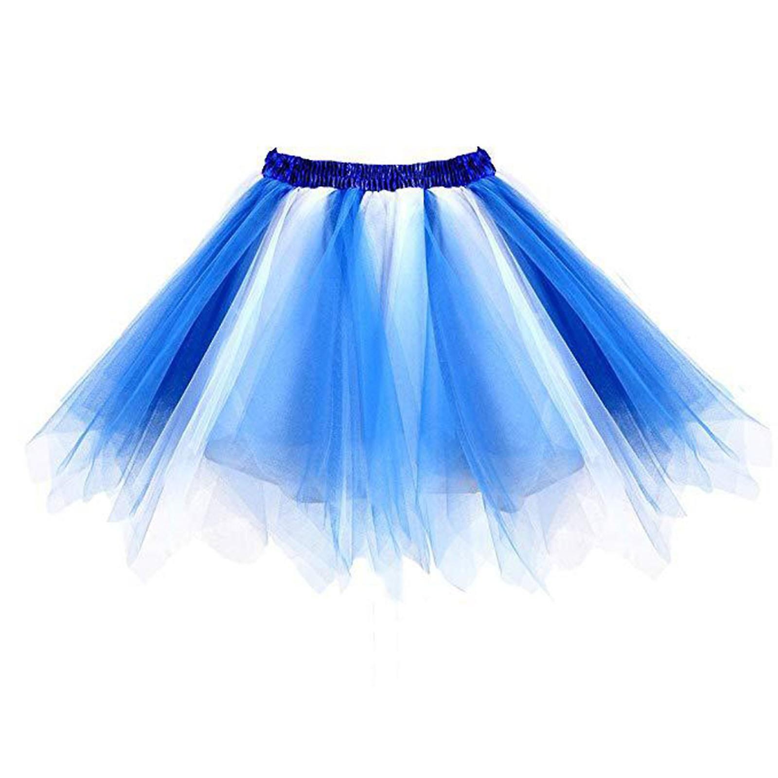 Baodan Women Princess Elastic Tutu Skirt Mesh Tulle Skirt Adult Carnival Dancing Skirt Blue M