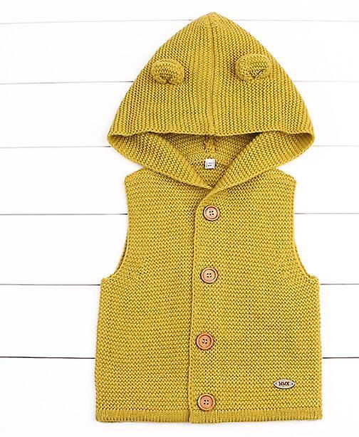 Slowmoose Baby Knitting Cardigan Winter Warm, Newborn Infant Sweaters Long Sleeve Hooded 12M / yellow