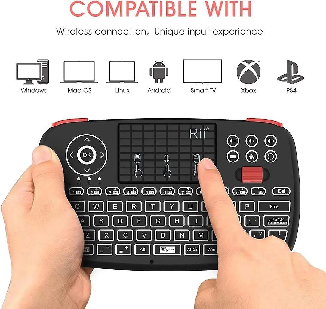 Rii i4 Mini BT Wireless Keyboard With Touchpad 2.4GHz Backlit Mouse Remote Control