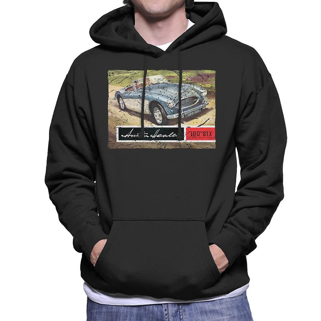 Austin Healey Country Road British Motor Heritage Men's Hooded Sweatshirt Black Medium