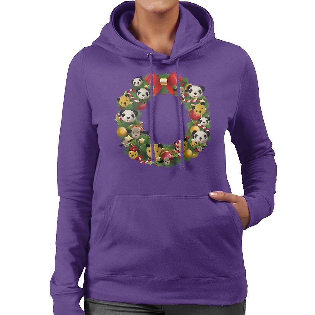 Sooty Christmas Wreath Women's Hooded Sweatshirt Purple Medium