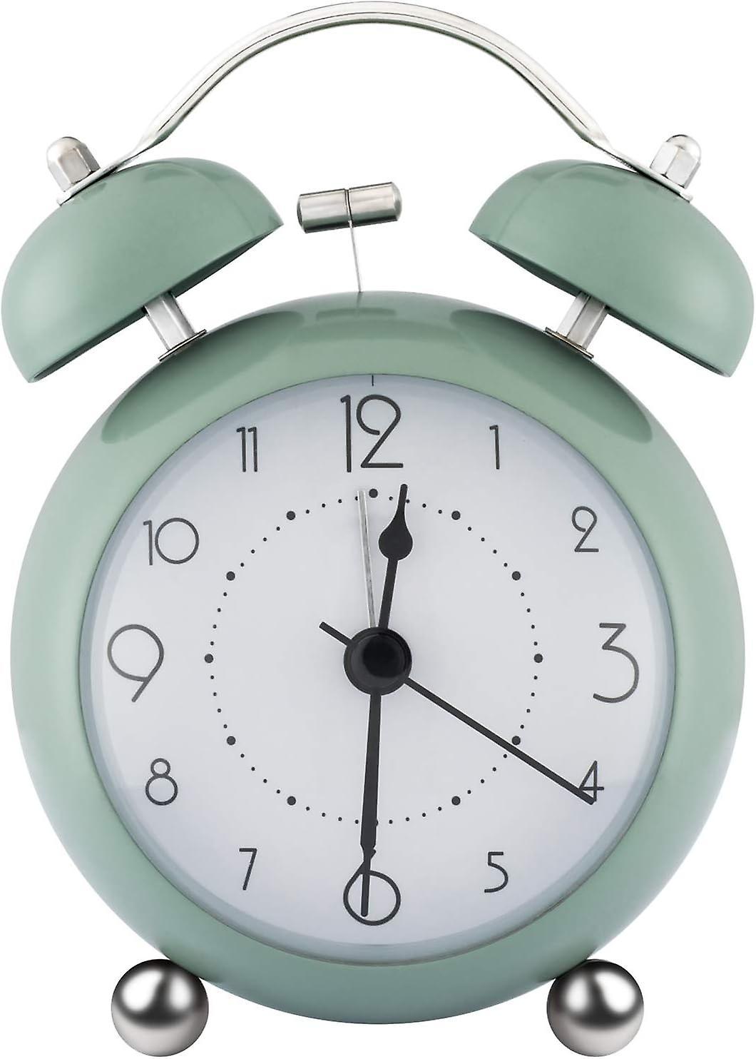 Veny Retro Twin Bells Bedside Alarm Clock - Non-ticking Mini Clock