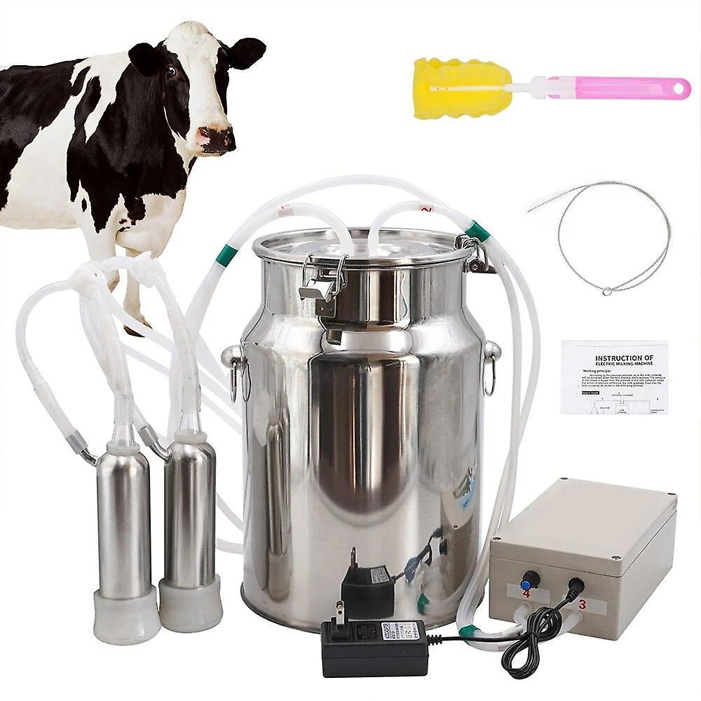 mickcara New 10l electric cow goat milking machine 220v cattle pulsating milking machine stainless steel milker bucket vacuum pump 10l cow