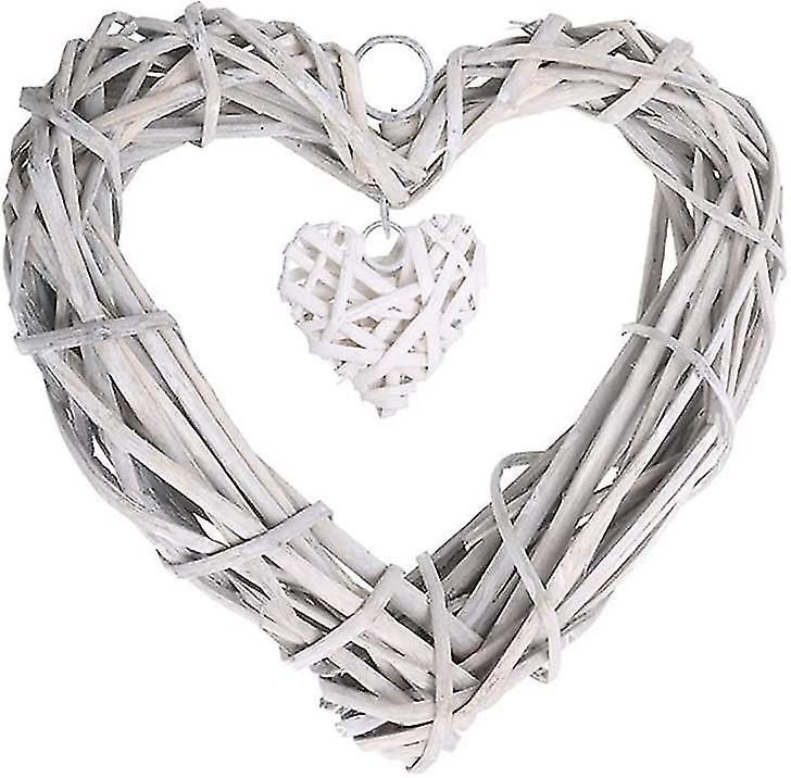 Aiyuego Door Wreath Wicker Heart Wreath Heart Shape Rattan Diy Craft Wicker Wreath Frame For Wedding Birthday Party Wall Hanging Decoration Ornamen...