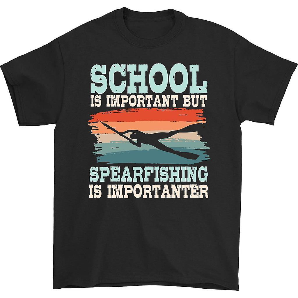 HISHARK School is important but spearfishing is importanter shirt Black M