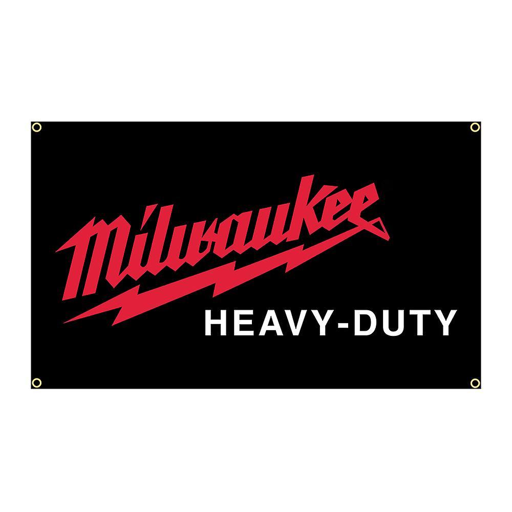 Aionyaaa 90x150cm Milwaukees Heavy Duty Flag Polyester Printed Tools Banner Home Or Outdoor For Decoration 4 Holes In 4 Corners1 90 x 150cm