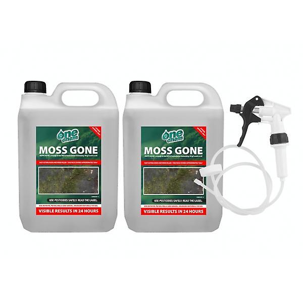 OneChem Moss Gone Moss killer 2 x 5L with Long Hose Trigger Fast Acting One Chem