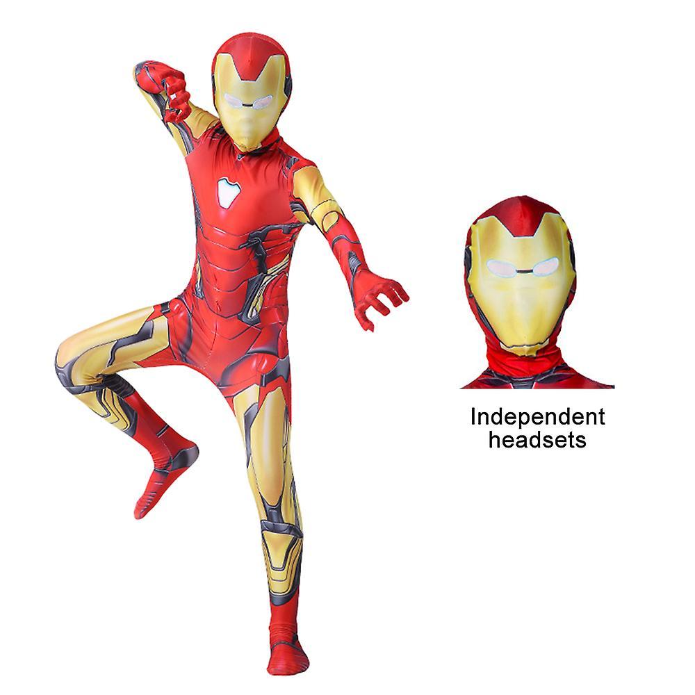 Eocici 4-9 Years Kids Marvel Avengers Iron Man Cosplay Party Costume Jumpsuits+headgear Fancy Dress Outfits Sets Gifts 6-7 Years