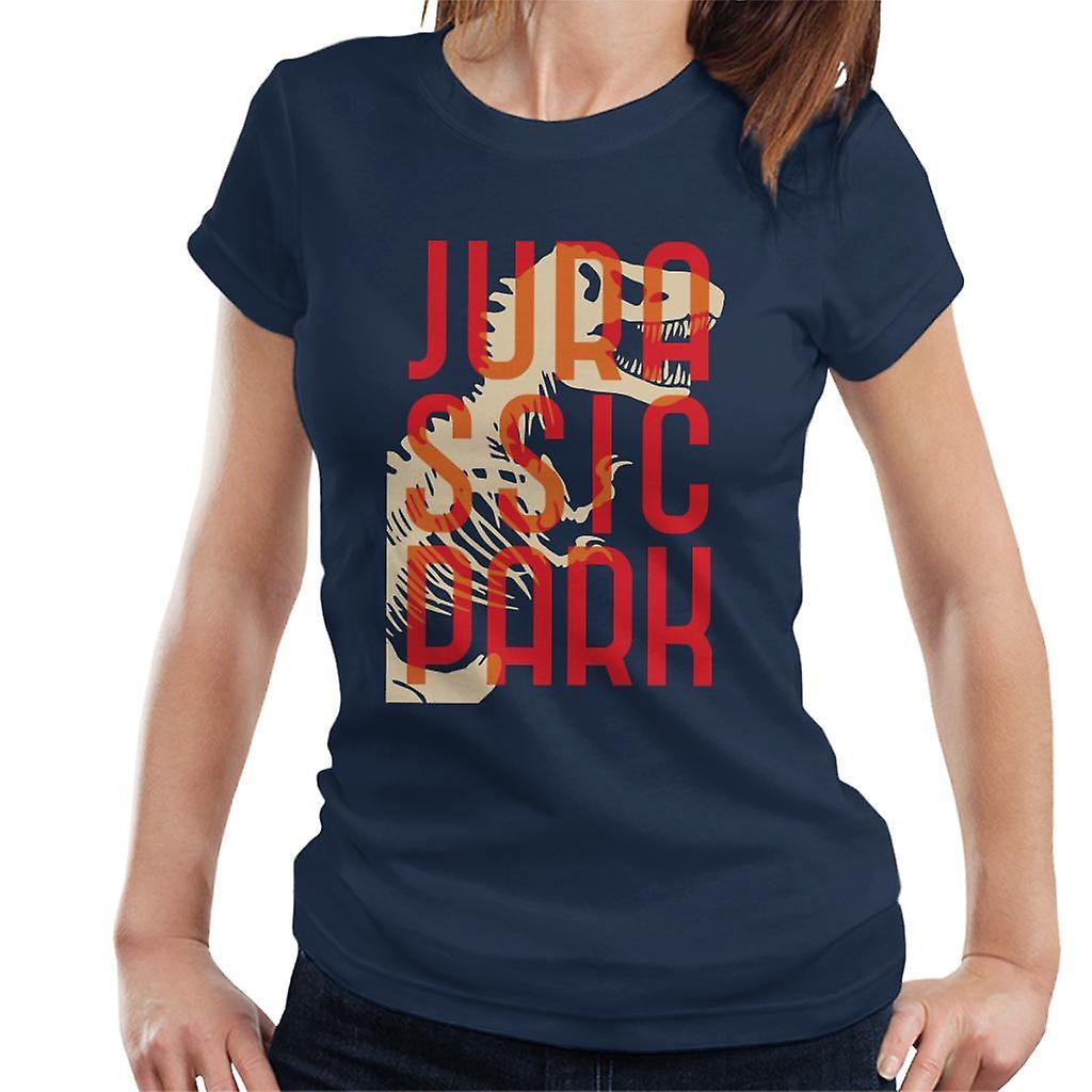 Jurassic Park Oversized Red Text Women's T-Shirt Navy Blue XX-Large