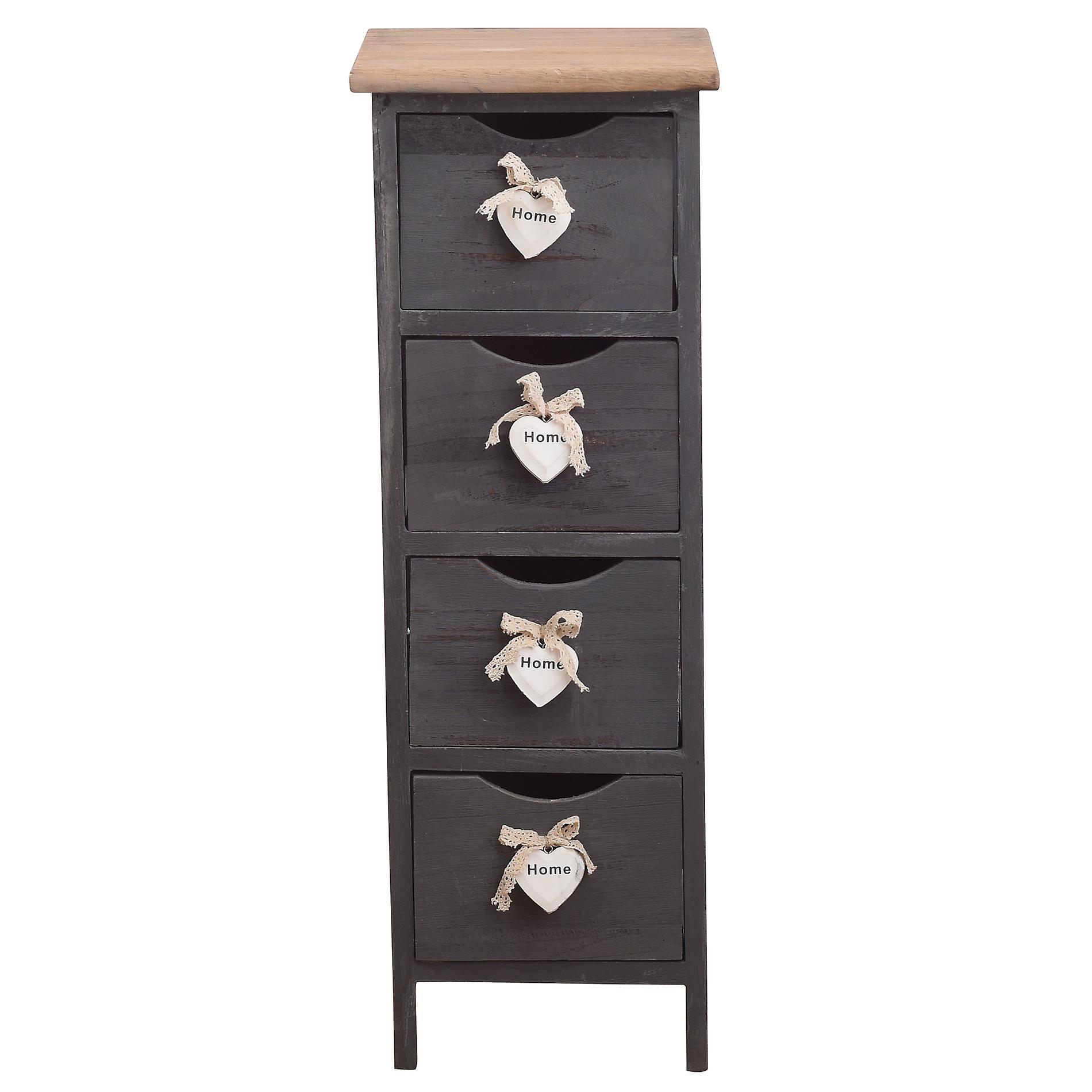 Mobili Rebecca Rebecca Furniture Comodino Cabinet 4 Grey Drawers Wood Shabby 71x25x25