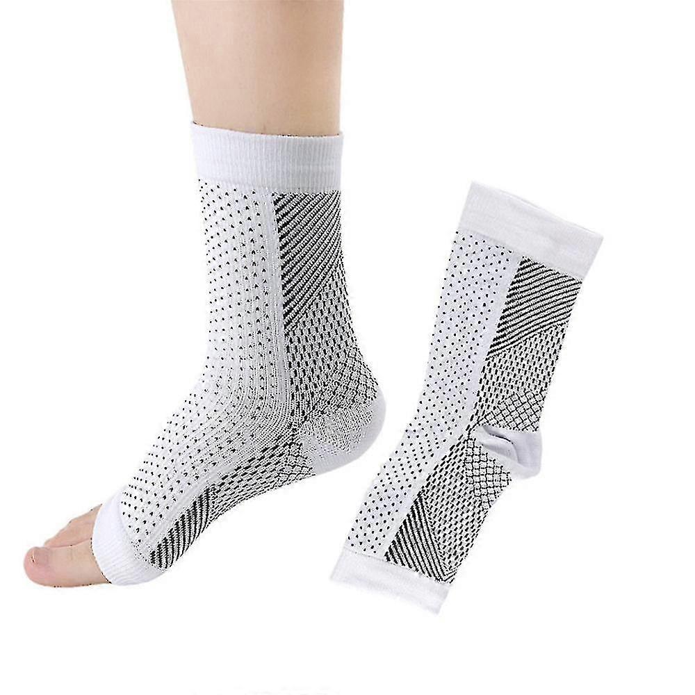 Wfuo Ankle Socks Neuropathy Compression Ankle Arch Support Socks Sports White L XL