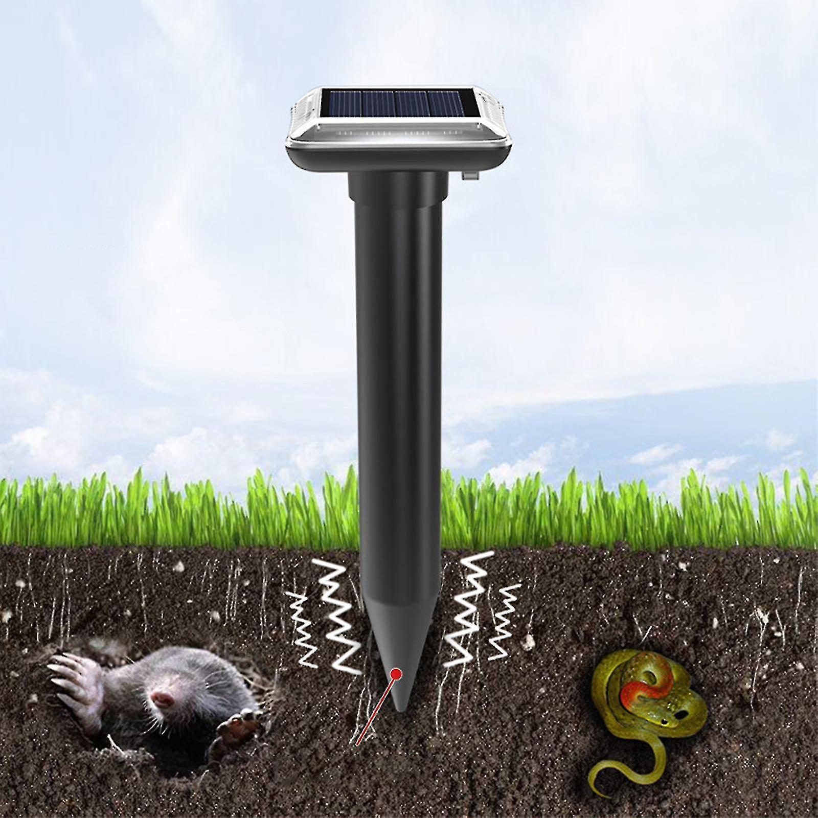 Tianzun 2pcs Solar Mole Repellent, Mole Repellent, Ultrasonic Mole Deterrent For Repelling Voles, Voles, Repels Moles 2Pcs Black