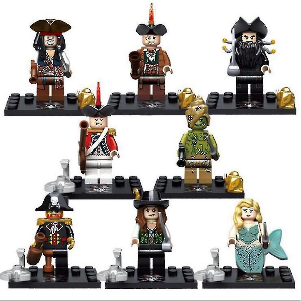 Skwtlv 8pcs/set Pirates Of The Caribbean Building Blocks Figures Assembly Minifigures For Kids Toys Gifts