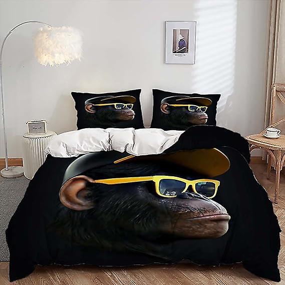 Monkey Bedding Duvet Cover Set Cartoon Animal Bedding Set For Kids Quilt Cover Pillowcases A 160x220cm