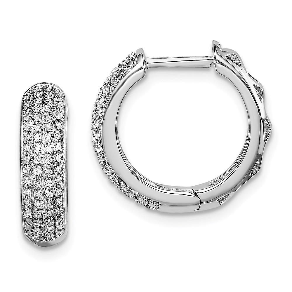 JewelryWeb 925 Sterling Silver Open back Diamond Hinged Hoop Earrings Measures 16x18mm Wide 5mm Thick Jewelry for Women