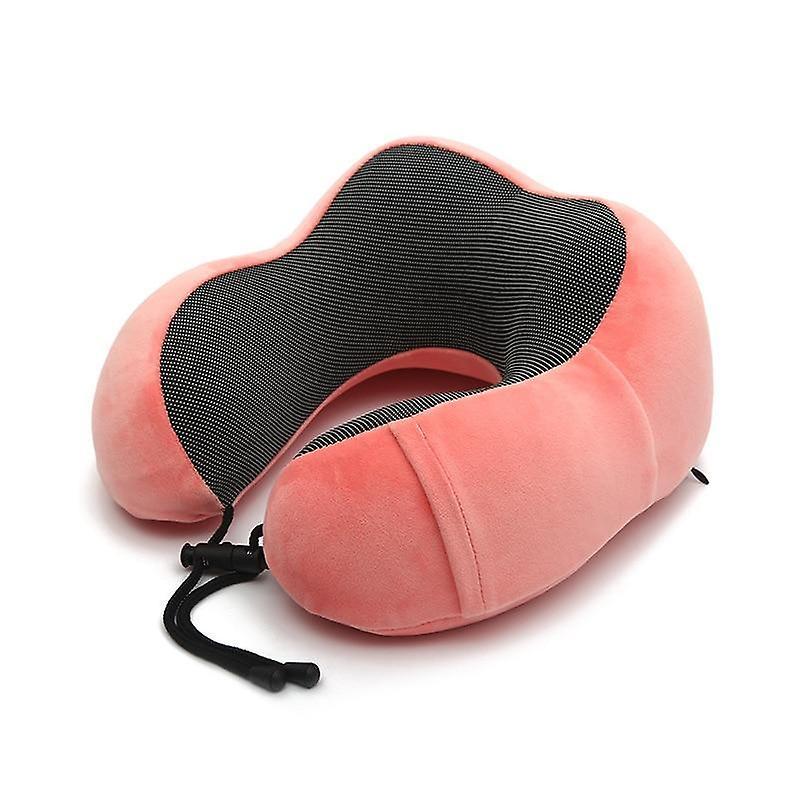 GreenZech U shaped memory foam neck pillows soft travel pillow cervical airplane Pink