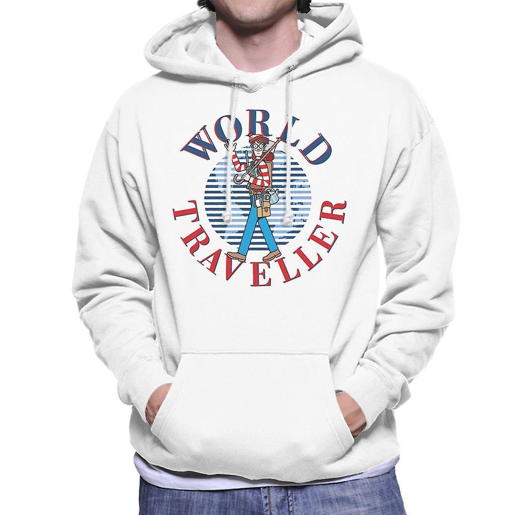 Wheres Wally Where's Wally World Traveller Men's Hooded Sweatshirt White X-Large