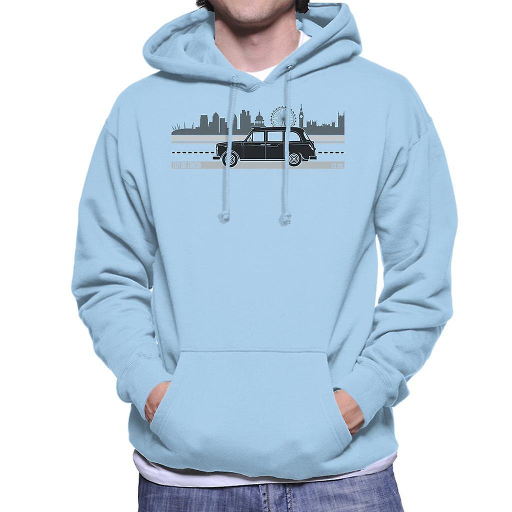 London Taxi Company TX4 Driving Along The City Men's Hooded Sweatshirt Sky Blue Large