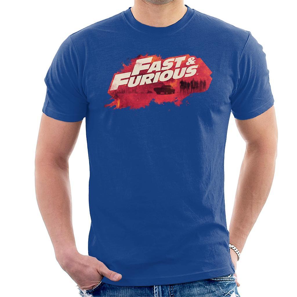 Fast & Furious Fast and Furious Logo Character Backdrop Men's T-Shirt Royal Blue Medium