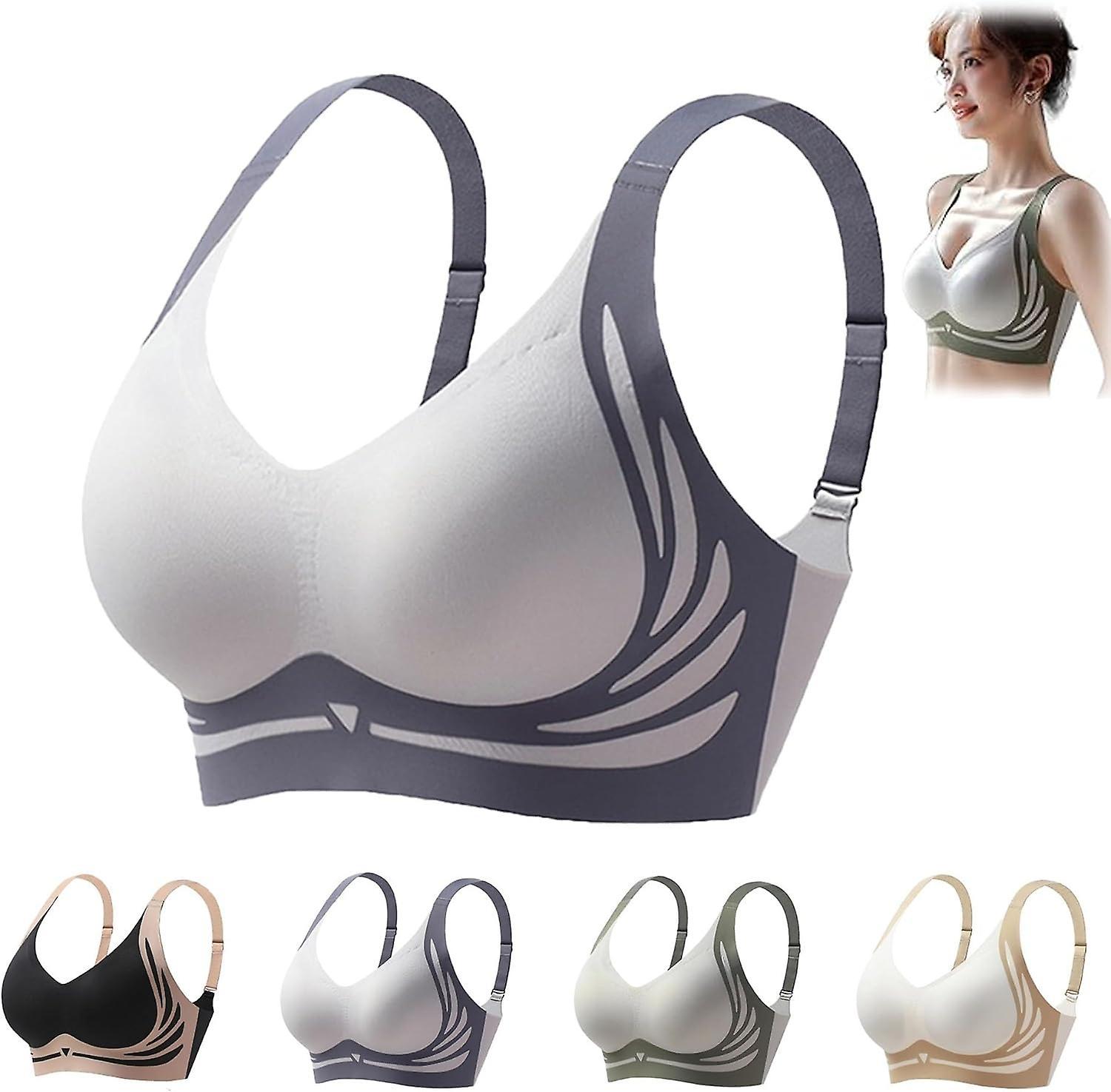 Lelinker Super Gather Bra Wireless Push-Up Bra Soft Comfortable Gather Bra Lift Bra Women Lingerie Everyday Sports Bras Blue XL