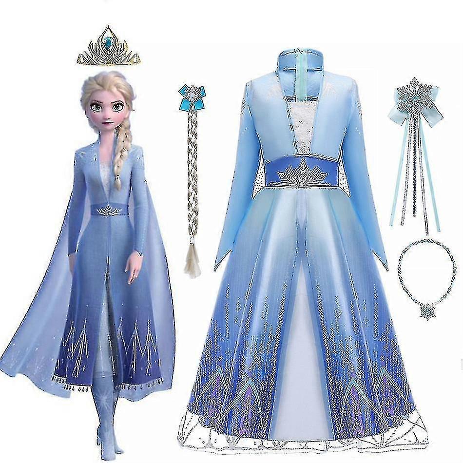 Unbrand Elsa Cosplay Costume Girl Princess Dress D 140