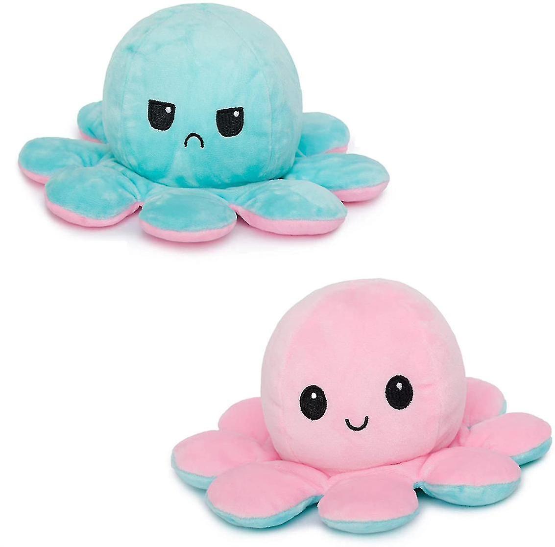 Hcankcan Plush Octopus Reversible Cute Flip Soft Toy Gift Happy Sad Pink Blue