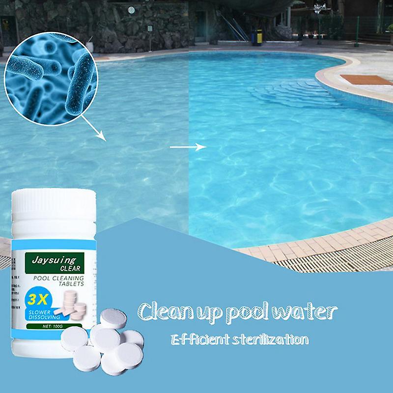 Unbrand 100pcs/bottle Pool Cleaning Effervescent Chlorine Tablets Cage Disonfectant Blue 1Box