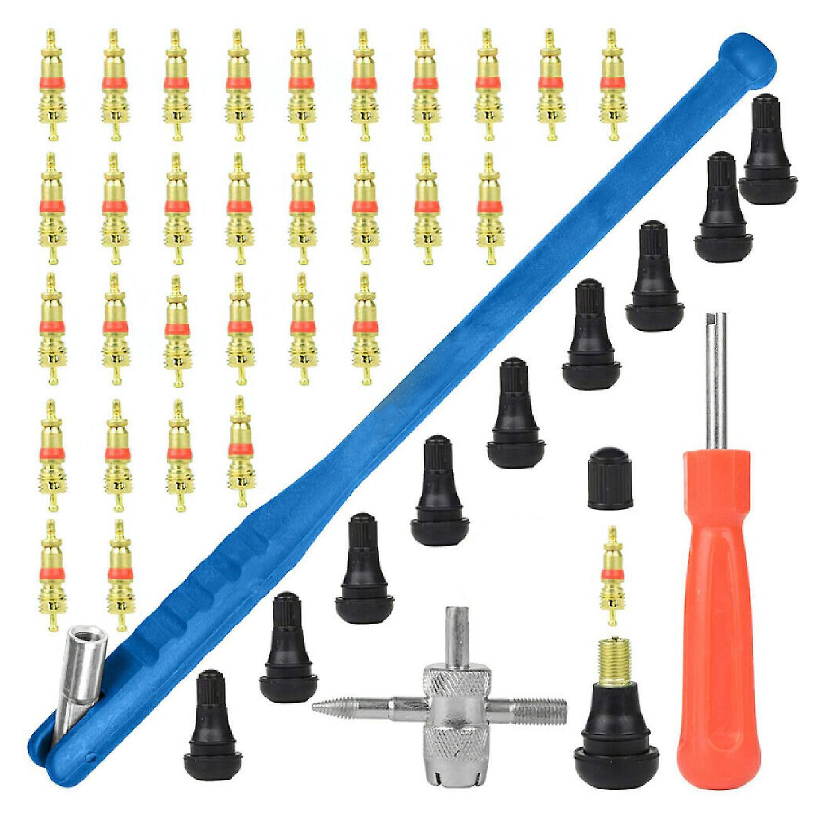 newmerun 43Pcs/Set Tire Installer Durable Wide Use Compact Car Tyre Valve Repair Tool Kit for Car Blue