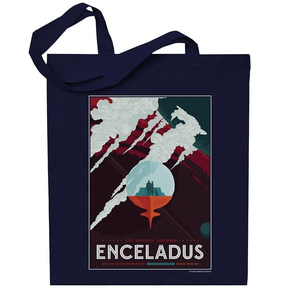 NASA Enceladus Interplanetary Travel Poster Totebag Navy Blue 38 x 42 cm