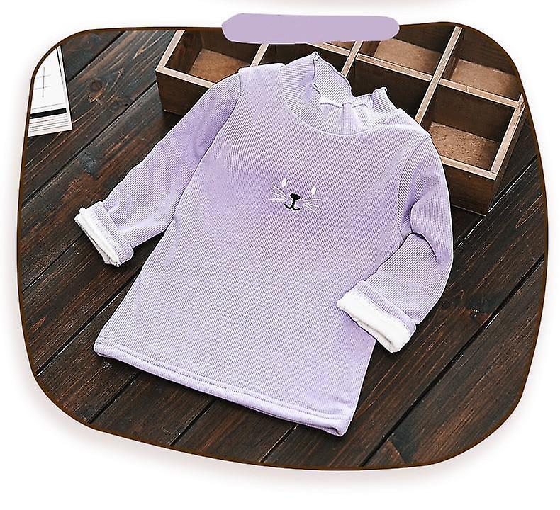 Slowmoose Long-sleeved Cartoon Printed, Thick Warm T-shirt purple 3T