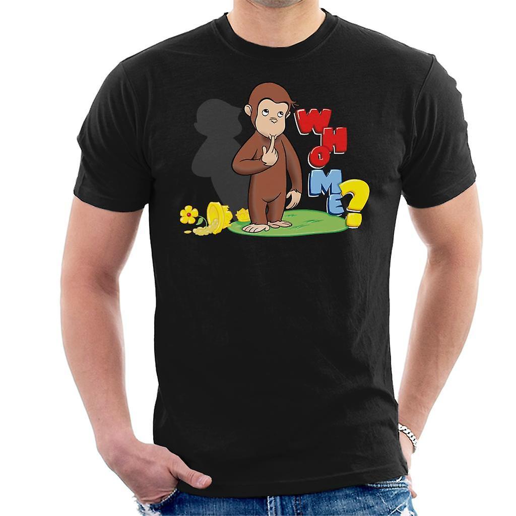 Curious George Broken Flower Pot Who Me Men's T-Shirt Black Large