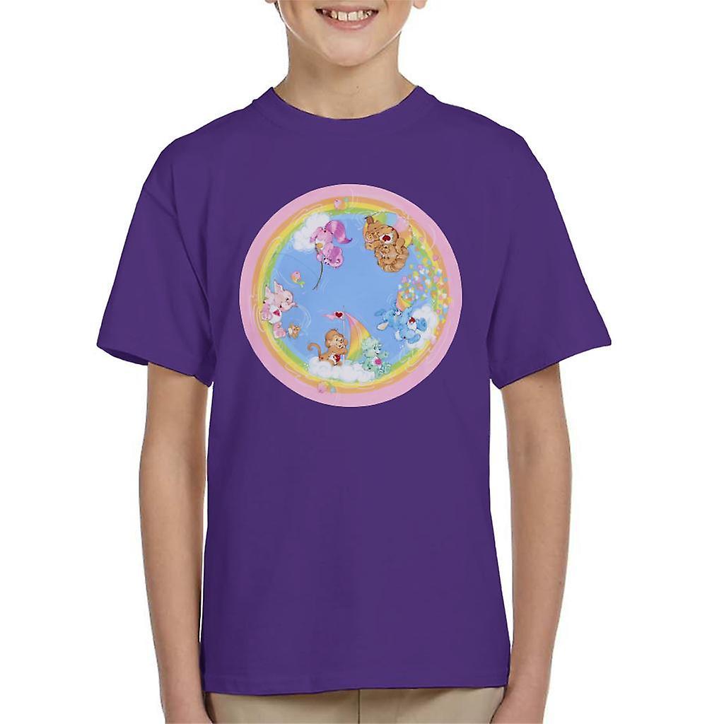 Care Bears Playful Heart Monkey Rainbow Cloud Boat Kid's T-Shirt Purple Medium (7-8 yrs)