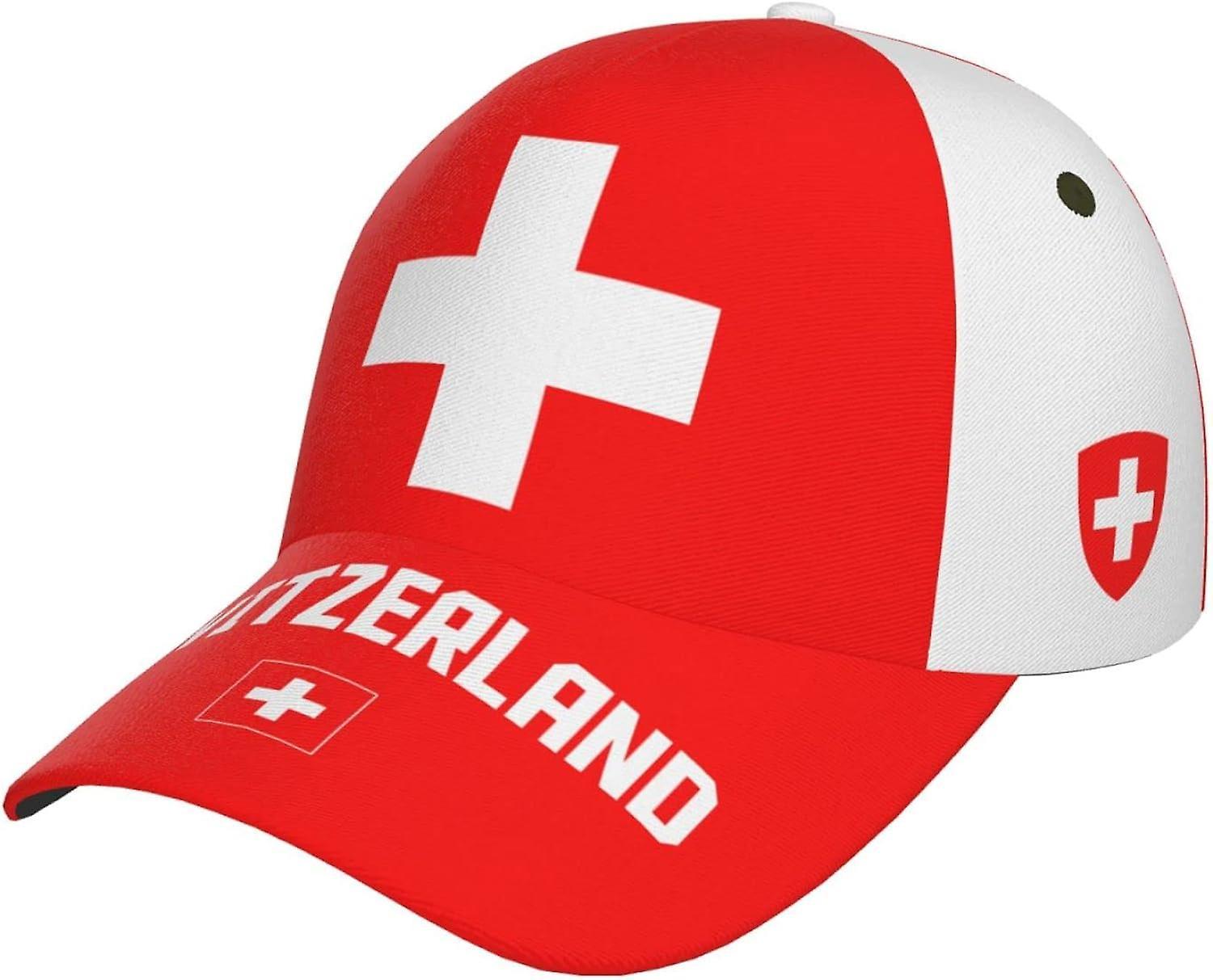 Kerota Switzerland Flag Cool Swiss Baseball Cap 3D Full Print Adult Unisex Adjustable Hat Soccer Patriotic Caps bm-5389 color718