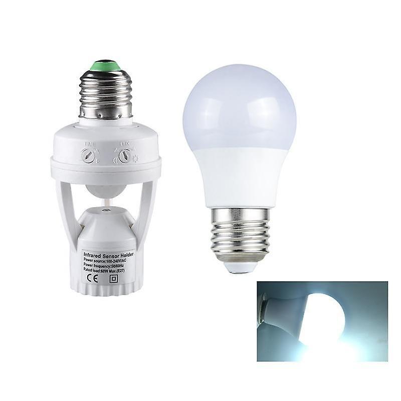 Slowmoose Motion Sensor Switch E27 12w 220v Induction Bulb, Human Body Illuminator Light White and induction