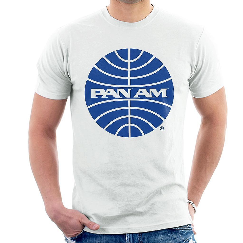 Pan Am Blue Outline Logo Men's T-Shirt White Large