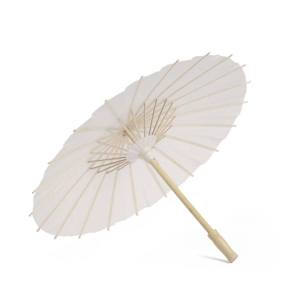 ZHOUBA 20/30/40/60/80cm DIY Painting Paper Umbrella Chinese Vintage Wedding Decor Parasol Dance Prop White 40cm