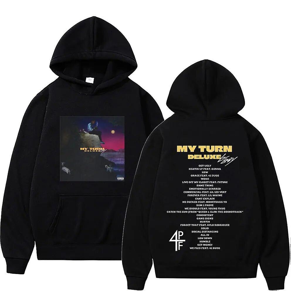 Cciyu Rapper Lil Baby My Turn Music Album Cover Hoodie Men's Casual Hip Hop Vintage Pullover Sweatshirts Fleece Pullovers Streetwear Black M