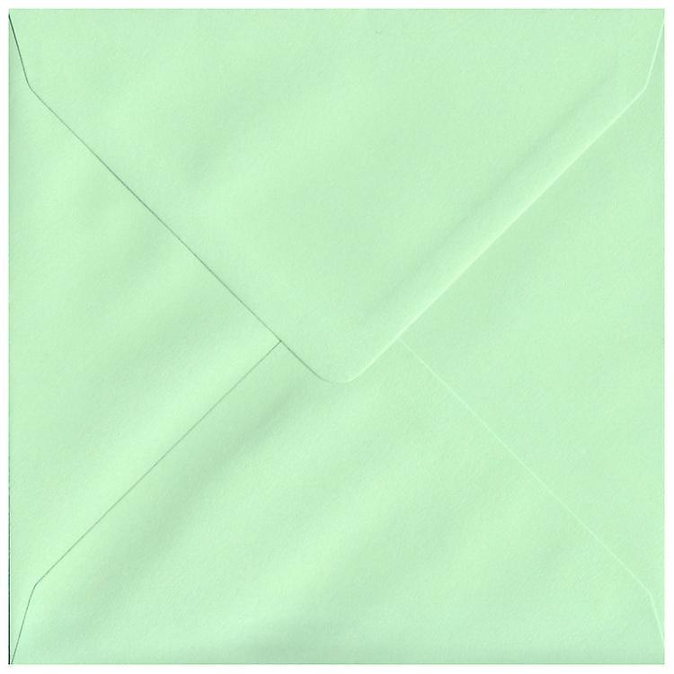 ColorSono Mint Green Gummed 130mm Square Coloured Green Envelopes. 100gsm FSC Sustainable Paper. 130mm x 130mm. Banker Style Envelope. 50