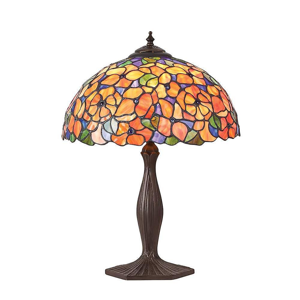 Interiors 1900 Lighting Josette 1 Light Medium Table Lamp Dark Bronze, Tiffany Glass, E27