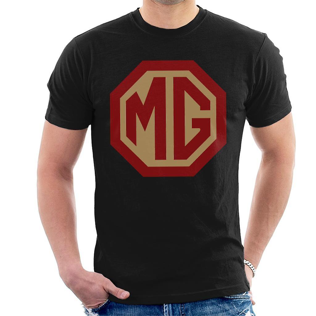 MG Red And Gold Logo British Motor Heritage Men's T-Shirt Black Small