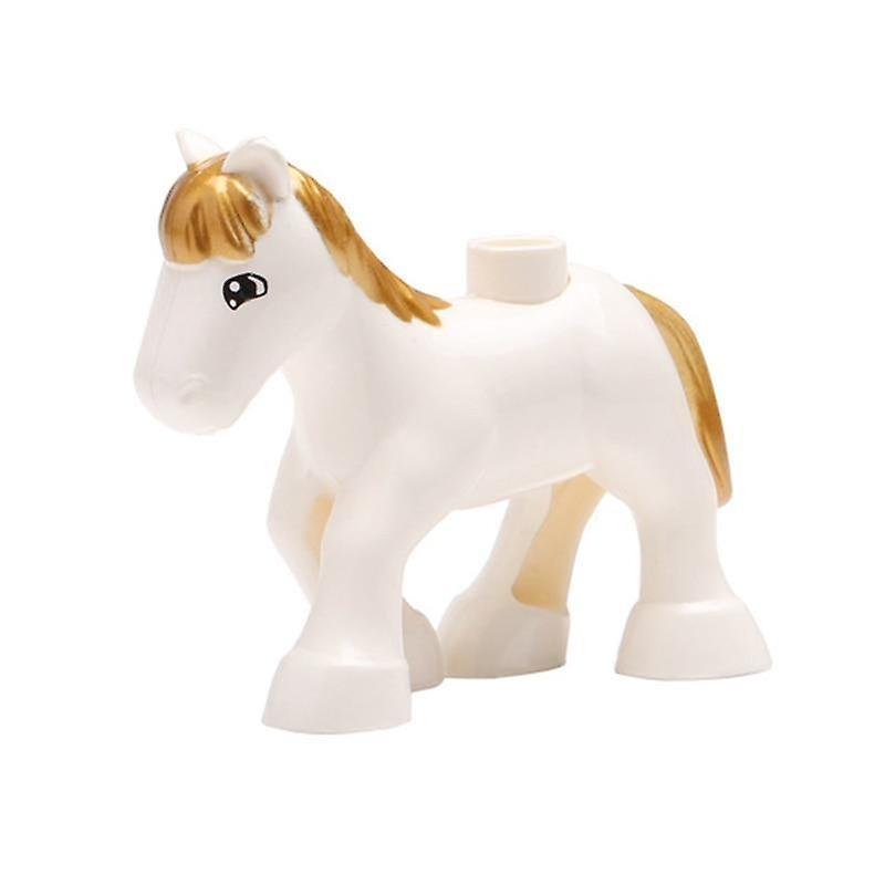 Slowmoose Farm Animals Big Building Blocks Accessories, Pig Dog Cow Horse Crocodile Blonde White Pony