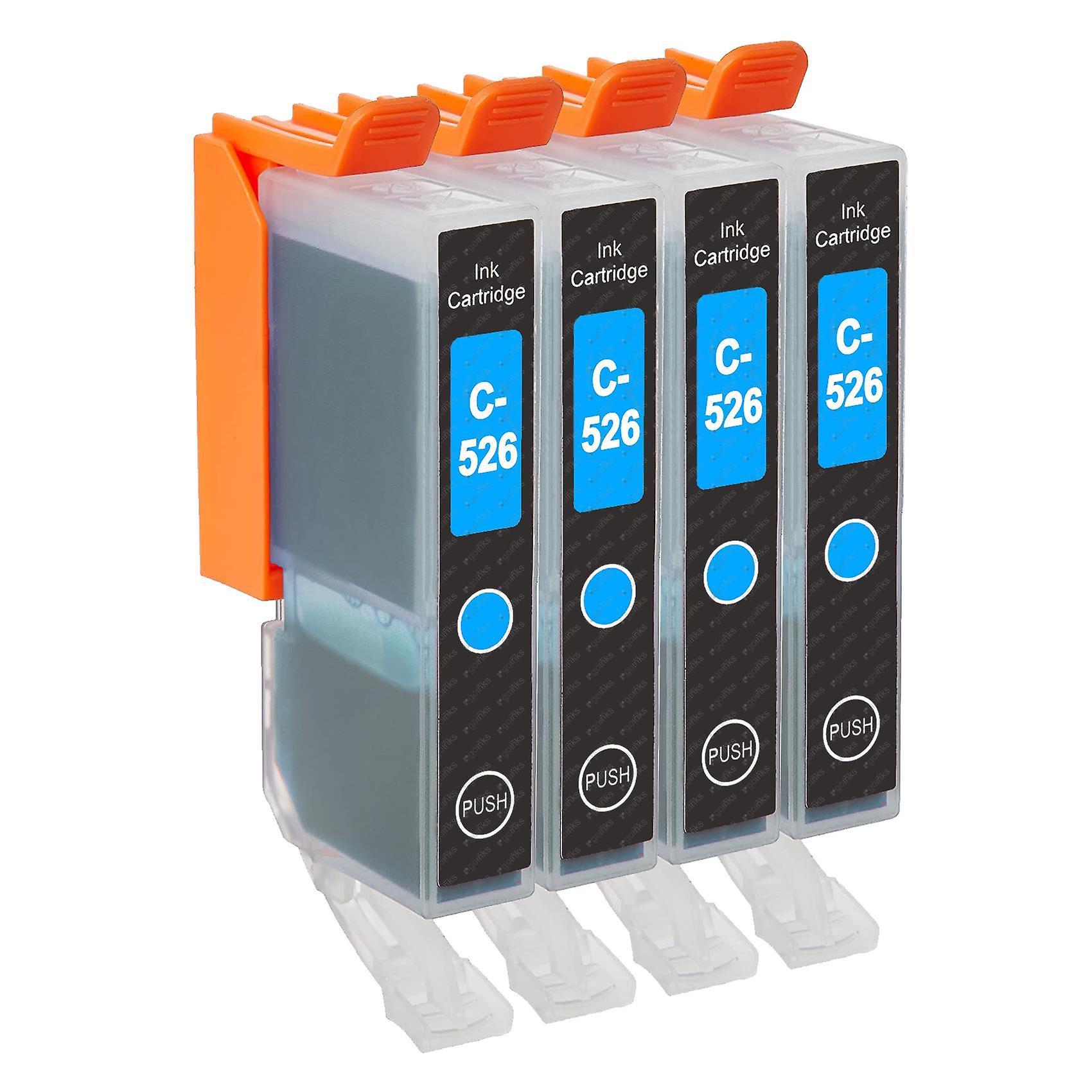 4 Cyan Ink Cartridges to replace Canon CLI-526C Compatible/non-OEM from Go Inks