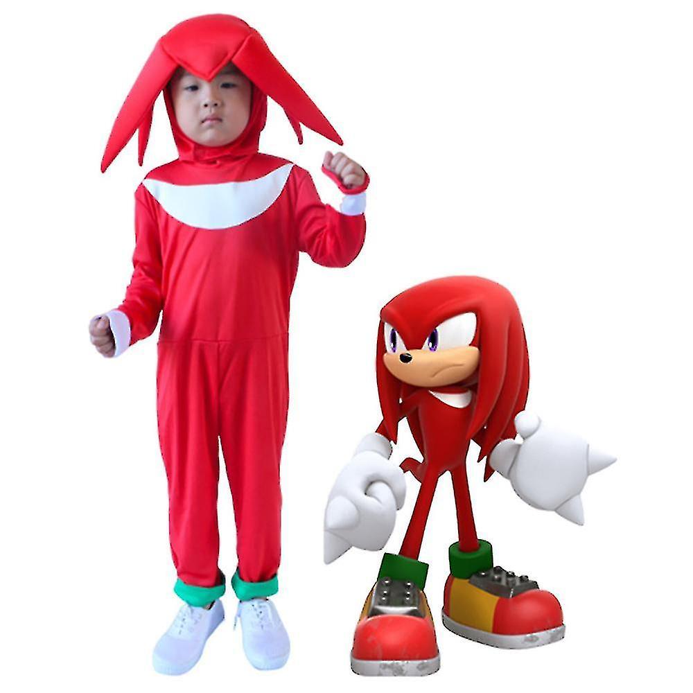 Qzsc Sonic Shadow Knuckles Cosplay Costume Jumpsuits For Kids Girls Boys Bodysuits One Piece Playsuits Headgear Party Festival Clothes white/red 3-...