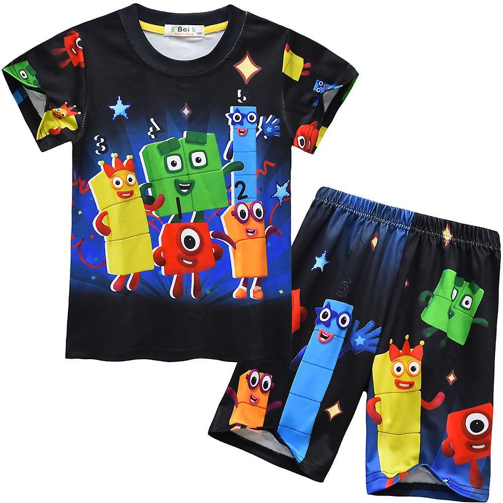 Varychmoo Kids Boys Girls T-shirt Numberblocks Tee Shirts Birthday Gamer Summer Tops Pants Casual Suit Pajamas Sleepwear Nightwear Pj's 8-9 Years