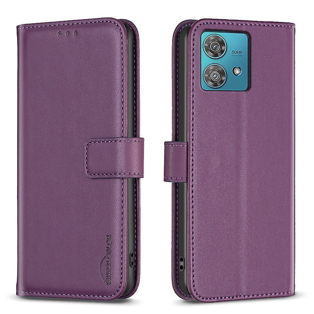 Foxdock Compatible With Motorola Moto Edge 40 Neo Wallet Case With Card Slots Magnetic Closure Flip Folio Cover Dark Purple