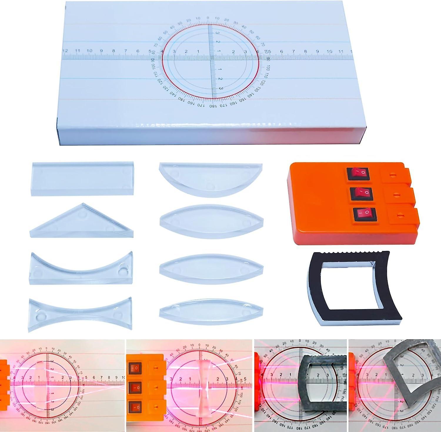 Fankie666 Physics Optics Experiment Set - Prisms, Convex Lens, Triple Laser, Refraction Kit