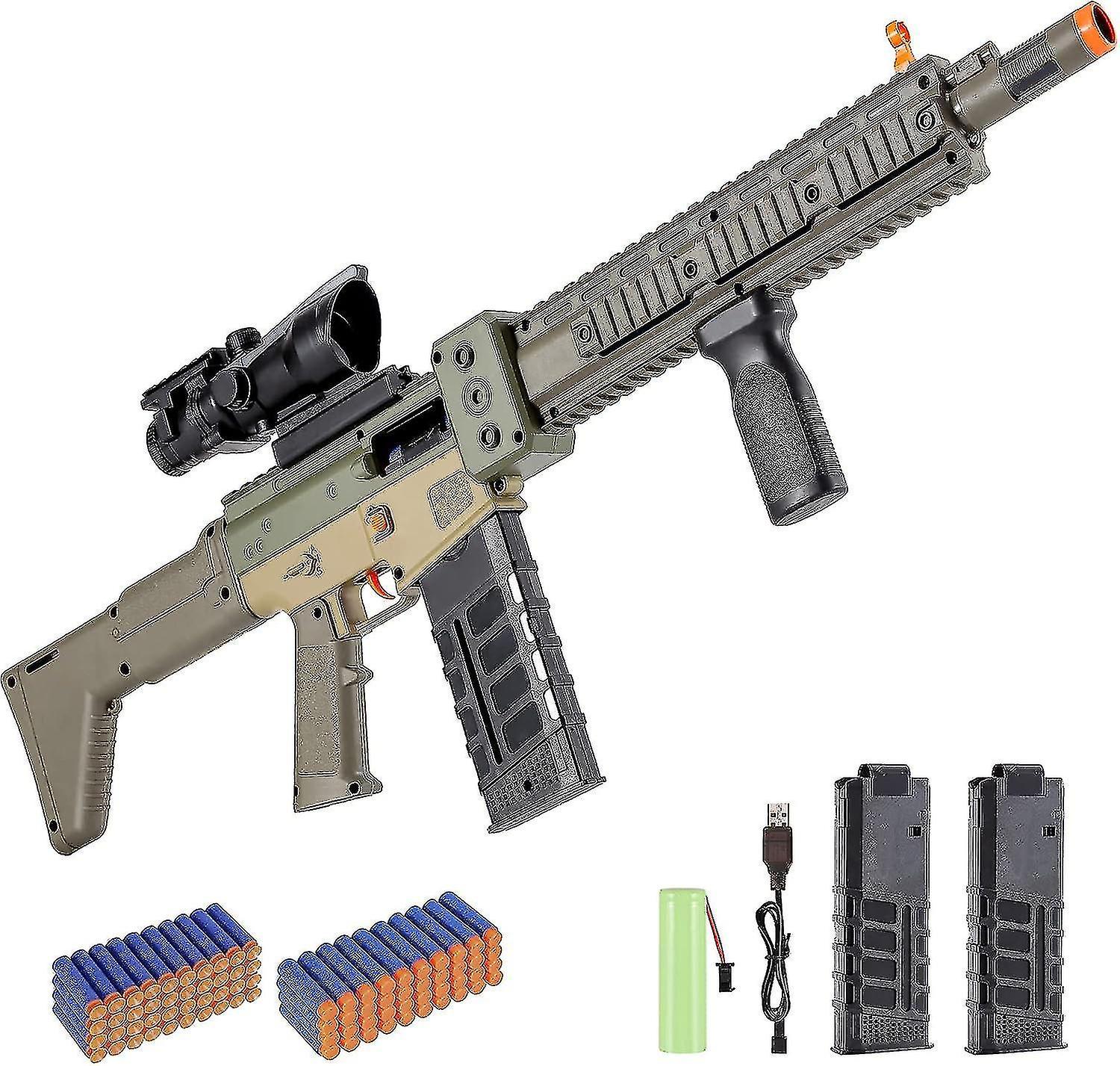 Ssylune Realistic Toy Gun For Nerf Guns Darts Automatic Sniper Rifle With Scop Army green